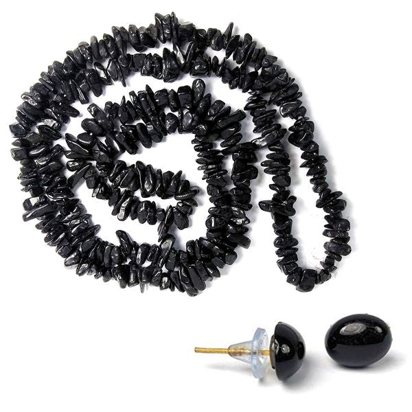 Natural Crystal Stone Chip Beads Mala Necklace with Earring for Girls & Women