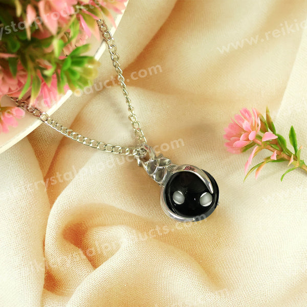 Natural Crystal Stone Ball Shape Pendant - Locket with Metal Chain