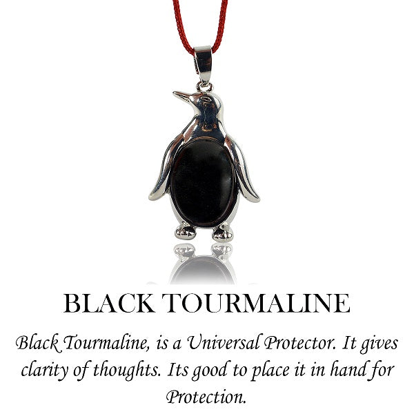 Black Toumraline Penguin Shape Pendant with Chain