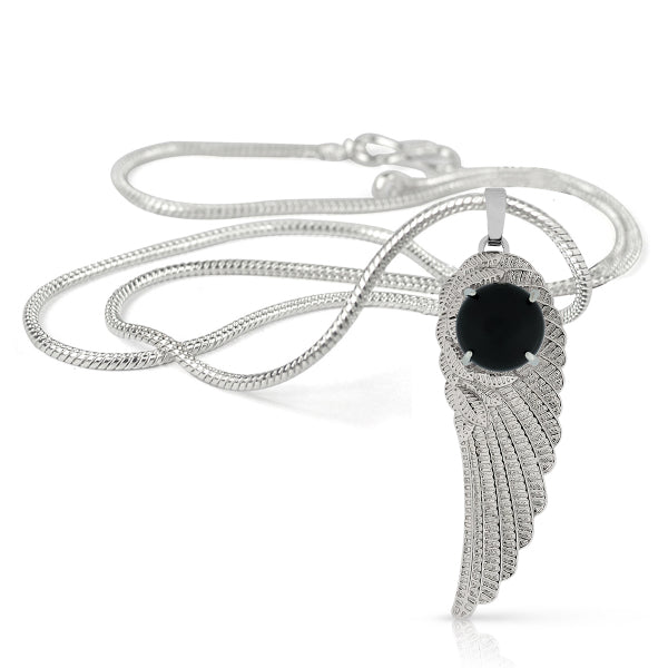 Natural Crystal Stone Feather Charm Shape Pendant - Locket with Metal Chain