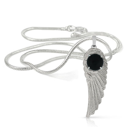 Natural Crystal Stone Feather Charm Shape Pendant - Locket with Metal Chain