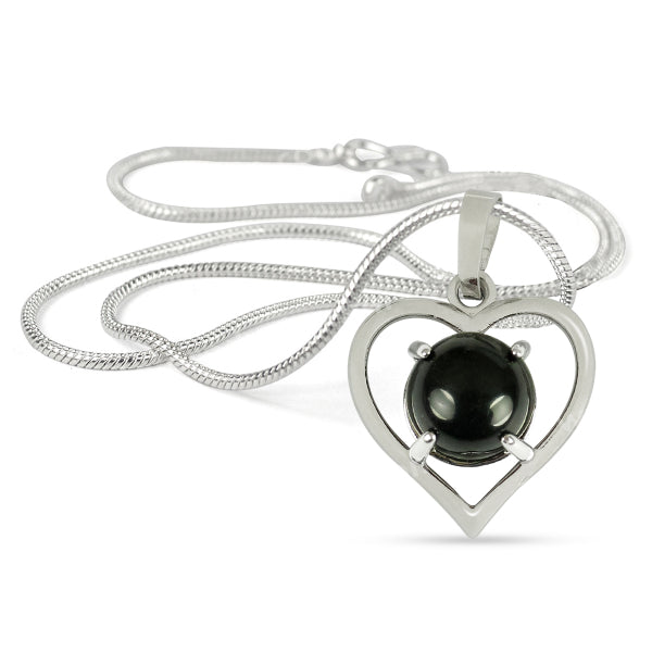 Natural Crystal Stone Heart Shape Pendant - Locket with Metal Chain