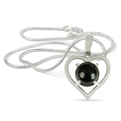 Natural Crystal Stone Heart Shape Pendant - Locket with Metal Chain