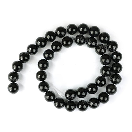 Black Tourmaline 10 mm Round Loose Beads 35-40 pcs for Making Bracelet Mala Necklaces