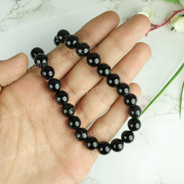Black Tourmaline 10 mm Round Loose Beads 35-40 pcs for Making Bracelet Mala Necklaces
