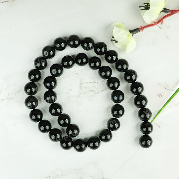 Black Tourmaline 10 mm Round Loose Beads 35-40 pcs for Making Bracelet Mala Necklaces