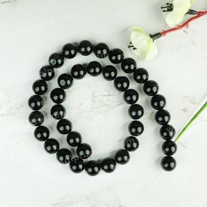 Black Tourmaline 10 mm Round Loose Beads 35-40 pcs for Making Bracelet Mala Necklaces