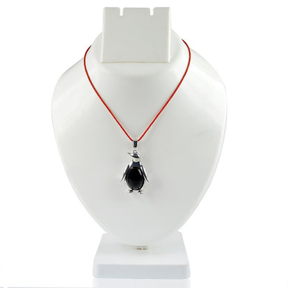 Black Toumraline Penguin Shape Pendant with Chain