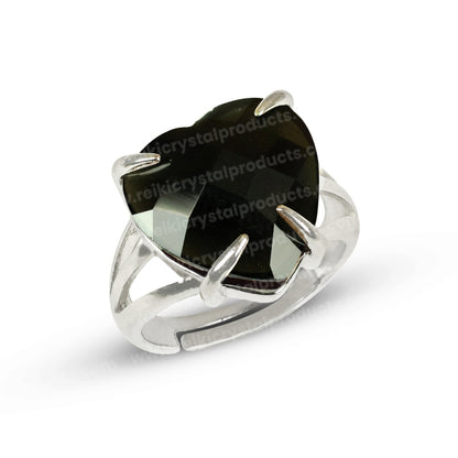 Natural Crystal Gemstone Adjustable Heart Shape Ring for Girls Women
