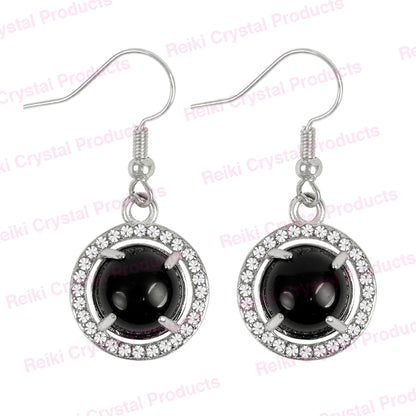 Natural Crystal Stone Round Shape Earrings for Girls Women
