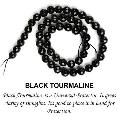 Black Tourmaline 8 mm Faceted Loose Beads 45-50 pcs for Making Bracelet Mala Necklaces
