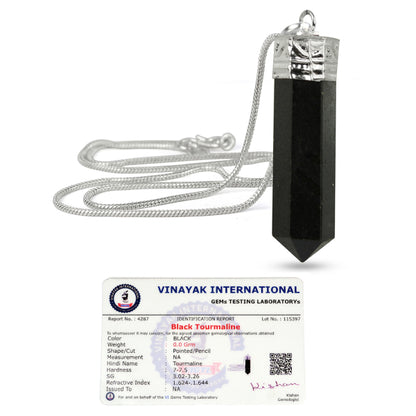 Certified AAA Natural Crystal Stone Pencil Shape Pendant - Locket with Metal Chain