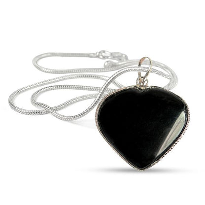 Natural Crystal Stone Heart Shape Pendant Size 30-35 mm with Metal Chain