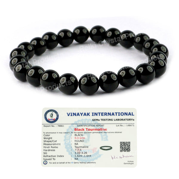 Certified Natural Crystal Stones 8 mm Round Beads Bracelet