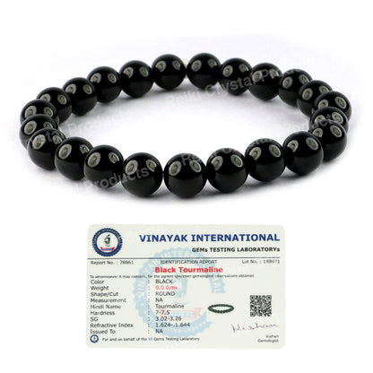 Certified Natural Crystal Stones 8 mm Round Beads Bracelet