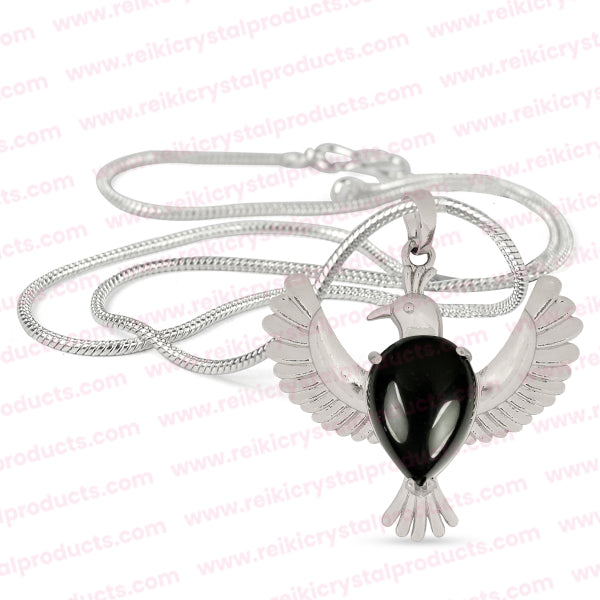 Natural Crystal Stone Bird Shape Pendant - Locket with Metal Chain
