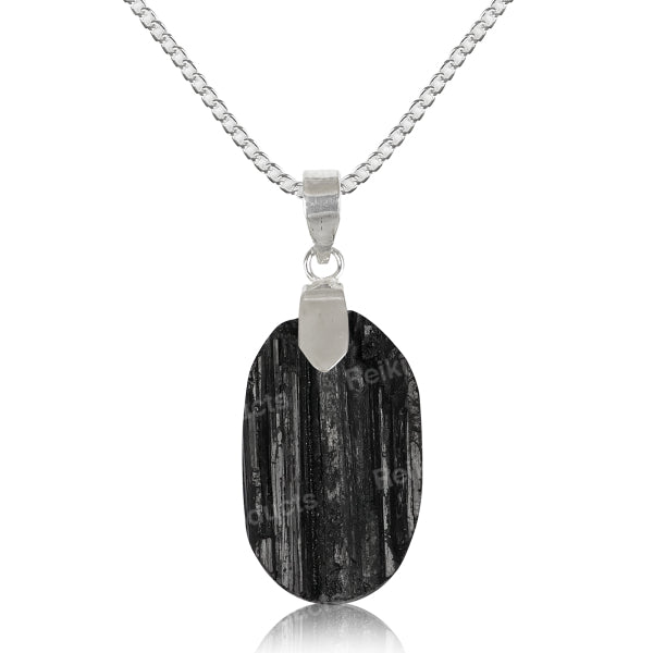 Natural Crystal Stone Oval Shape Pendant - Locket with Metal Chain