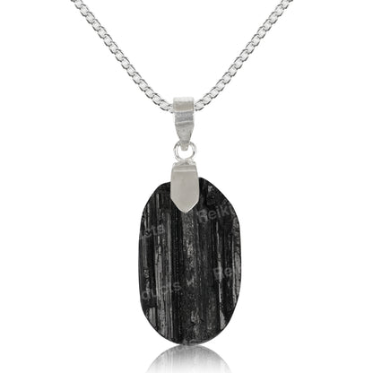 Natural Crystal Stone Oval Shape Pendant - Locket with Metal Chain