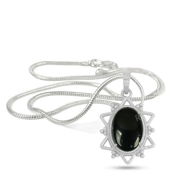 Natural Crystal Stone Oval Star Shape Pendant - Locket with Metal Chain