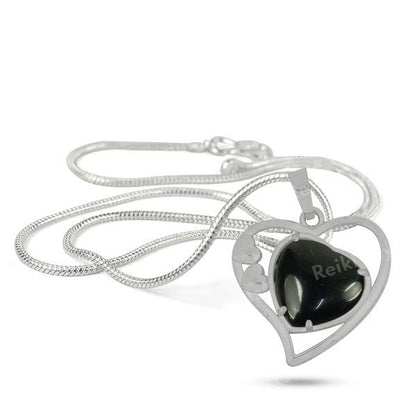 Natural Crystal Stone Heart Shape Metal Pendant - Locket with Metal Chain