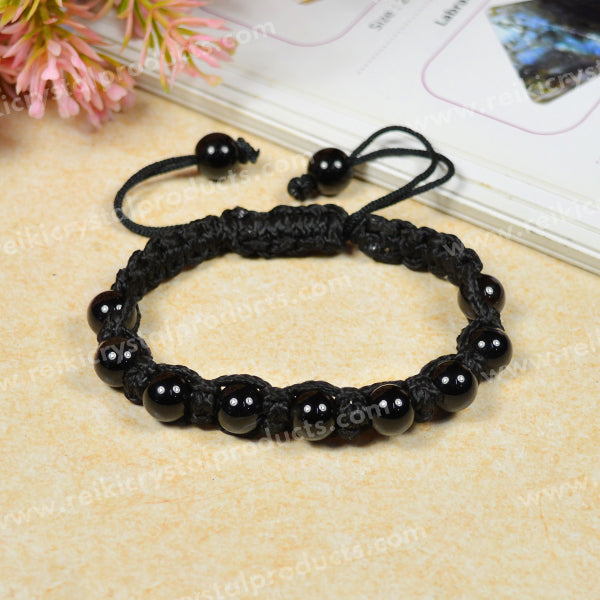 Natural Crystal Stone 8 mm Round Bead Thread Bracelet