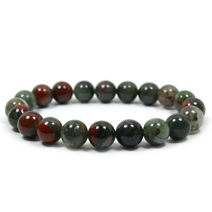 Natural Bloodstone 10 mm Round Beads Bracelet