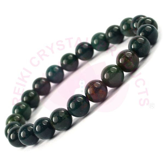 Bloodstone 8 mm Round Bead Bracelet