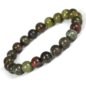 Bloodstone gemstone bracelet with round beads for vitality and endurance