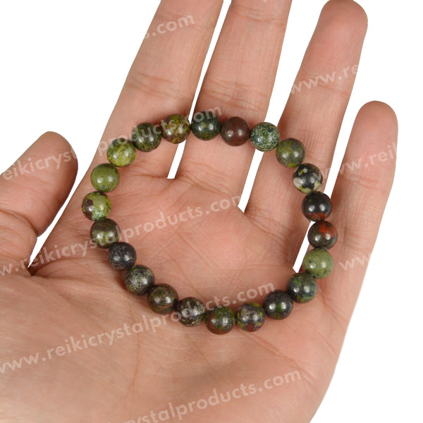 Certified Bloodstone 8 mm Round Bead Bracelet