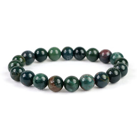 Natural Bloodstone 10 mm Round Beads Bracelet