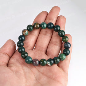 Natural Bloodstone 10 mm Round Beads Bracelet