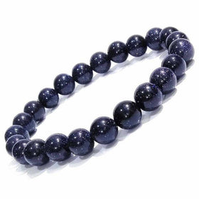 Goldstone Blue 10 mm Round Bead Bracelet for Confidence, Motivation & Creativity