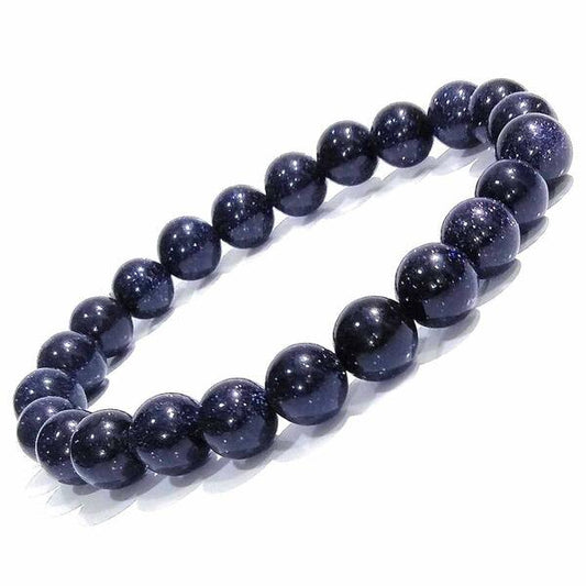 Goldstone Blue 10 mm Round Bead Bracelet