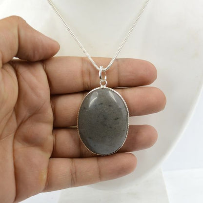 Blue Aventurine Oval Shape Crystal Pendant