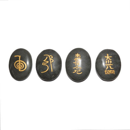 Natural Stone Oval Shape Reiki Symbol Set 4 pcs