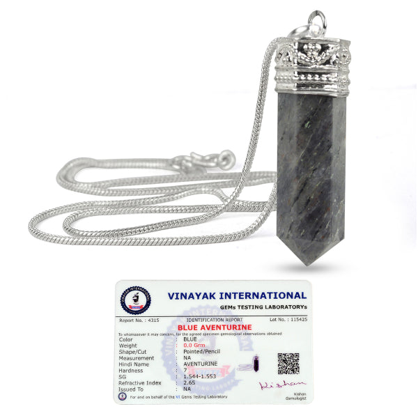 Certified AAA Natural Crystal Stone Pencil Shape Pendant - Locket with Metal Chain