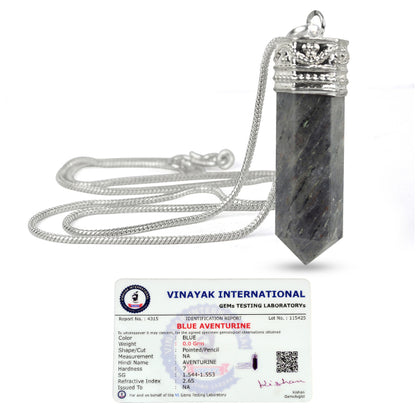 Certified AAA Natural Crystal Stone Pencil Shape Pendant - Locket with Metal Chain