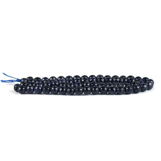 Goldstone Blue 6 mm Faceted Loose Beads 65-70 pcs for Making Bracelet Mala Necklaces