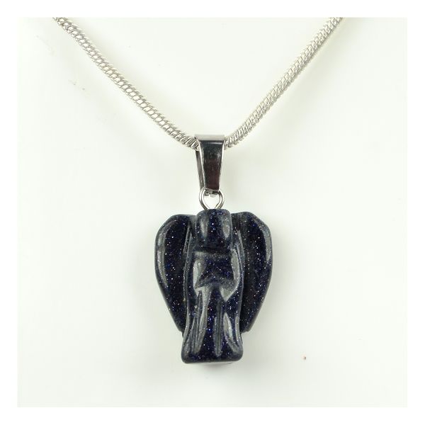 Natural Crystal Stone Angel Shape Pendant Size 20-25 mm with Metal Chain