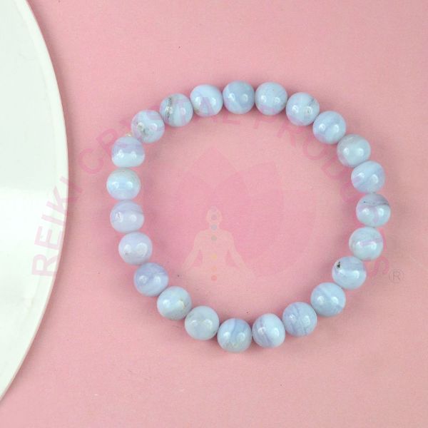 Reiki energized Blue Lace Agate bracelet for stress relief