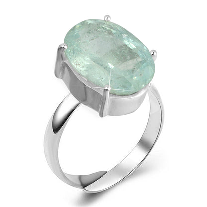 Natural Original Crystal Gemstone Adjustable Silver Ring