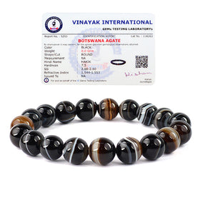 Certified Black Sulemani Hakik 10 mm Round Bead Bracelet