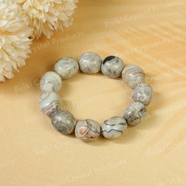 Natural Crystal Stone Crazy Lace Agate Tumble Bracelet for Unisex