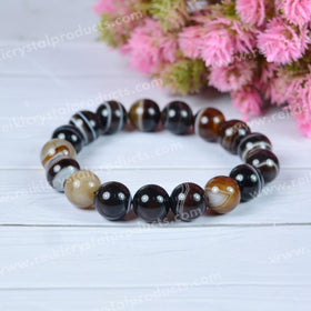 Brown Botswana Agate Sulemani Hakik Crystal Bracelet | Natural Healing Gemstone Bracelet for Grounding & Stability
