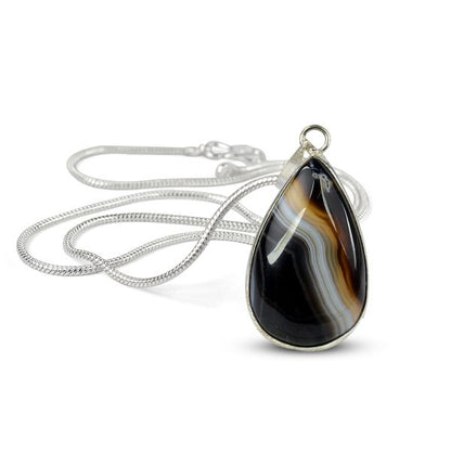 AAA Natural Crystal Stone Drop Shape Pendant - Locket with Metal Chain