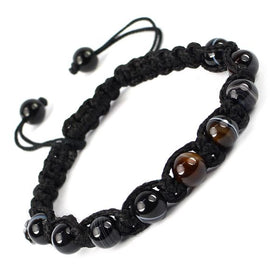 Black Botswana Agate Sulemani Hakik Crystal Bracelet | Natural Healing Gemstone Bracelet for Protection & Stability