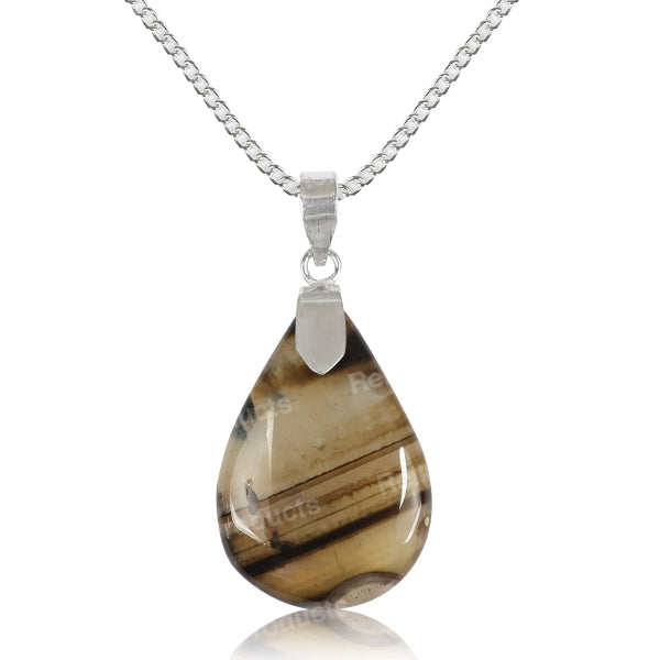 Natural Crystal Stone Drop Pendant with Metal Chain