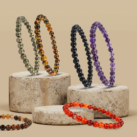 Natural Crystal Stones 6 mm Round Beads Bracelet