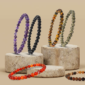 Natural Crystal Stones 6 mm Round Beads Bracelet