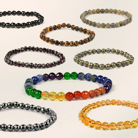 Natural Crystal Stones 6 mm Faceted Beads Bracelet
